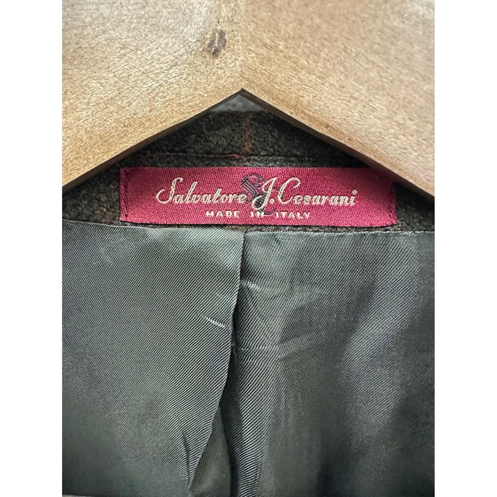 Salvatore J. Cesarani Fitzgerald Wool Cashmere‎ Blend Plaid Sport Coat Size 42R